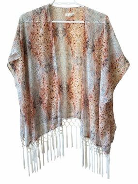 Garage Paisley Fringe Kimono Cardigan Boho Festival Lightweight Beach Cover Up